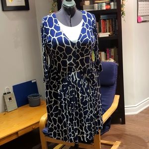 Navy blue giraffe print dress